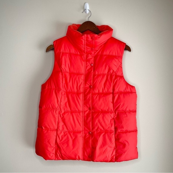 Old Navy  Easy Puffer Vest Fleece Lined Briquette Orange Large - Picture 1 of 8
